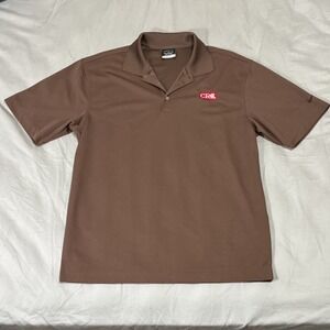 Nike Golf Dri-FIT Moisture Wicking Brown Logo Polo Shirt Men's Size M